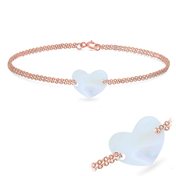 Rose Gold Plated Heart Shell Silver Bracelet BRS-438-RO-GP